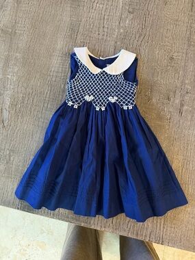 Isabel Garreton Navy Blue Dress with White Collar